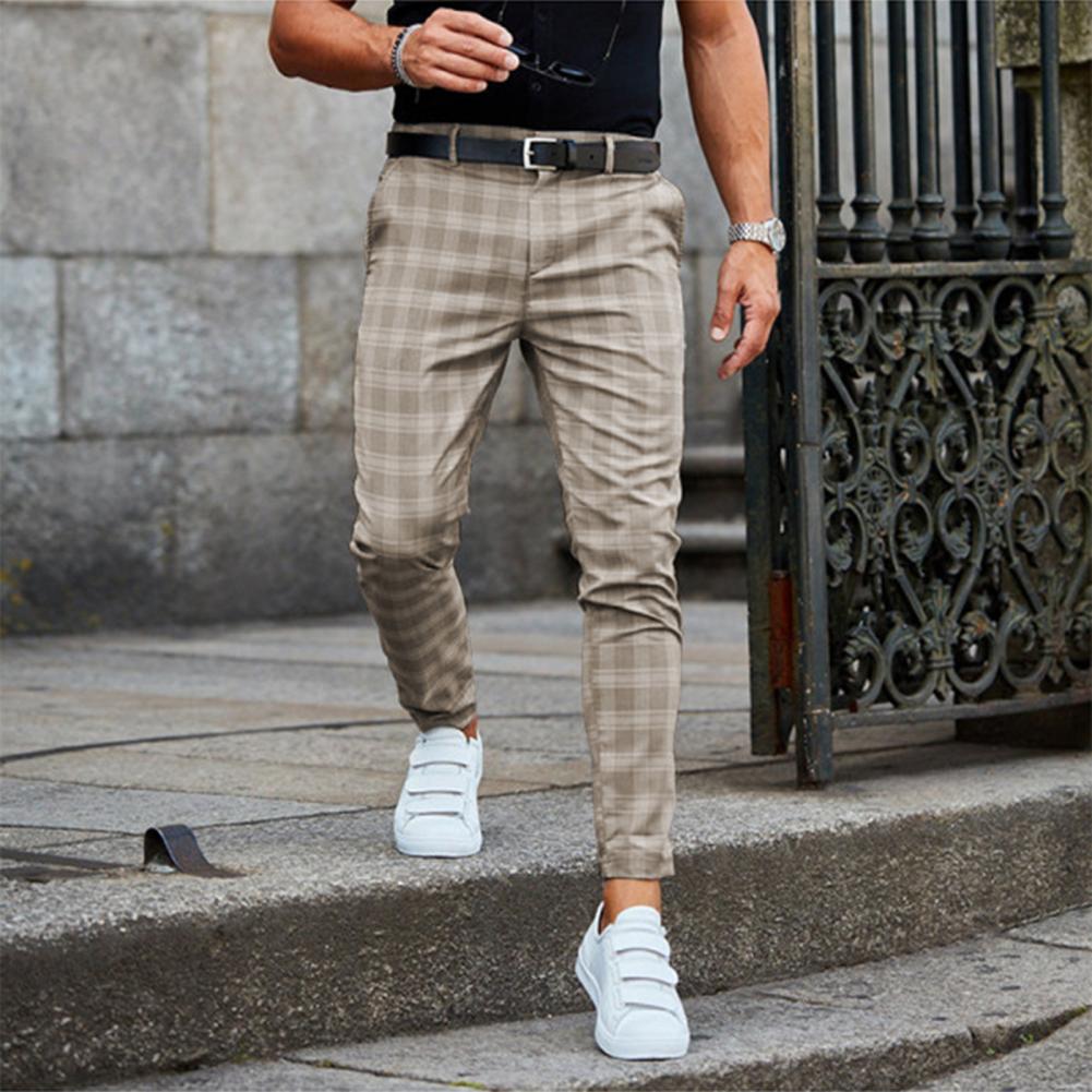 Slim Stretch Chino in Check Pattern