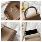 Stylish PU leather handbag featuring a top handle and a detachable crossbody strap, perfect for versatile wear and everyday use. 7