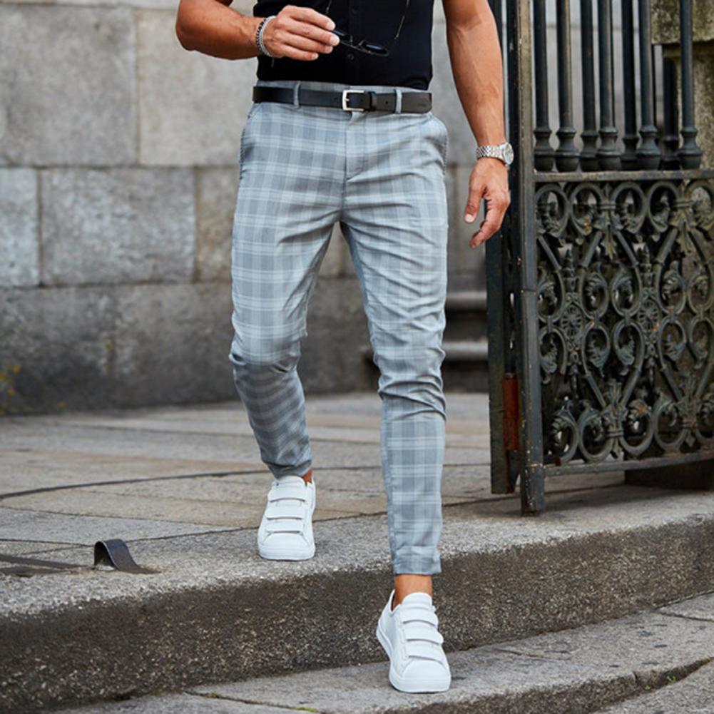 Slim Stretch Chino in Check Pattern