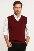 Classic V-Neck Knit Vest for Men