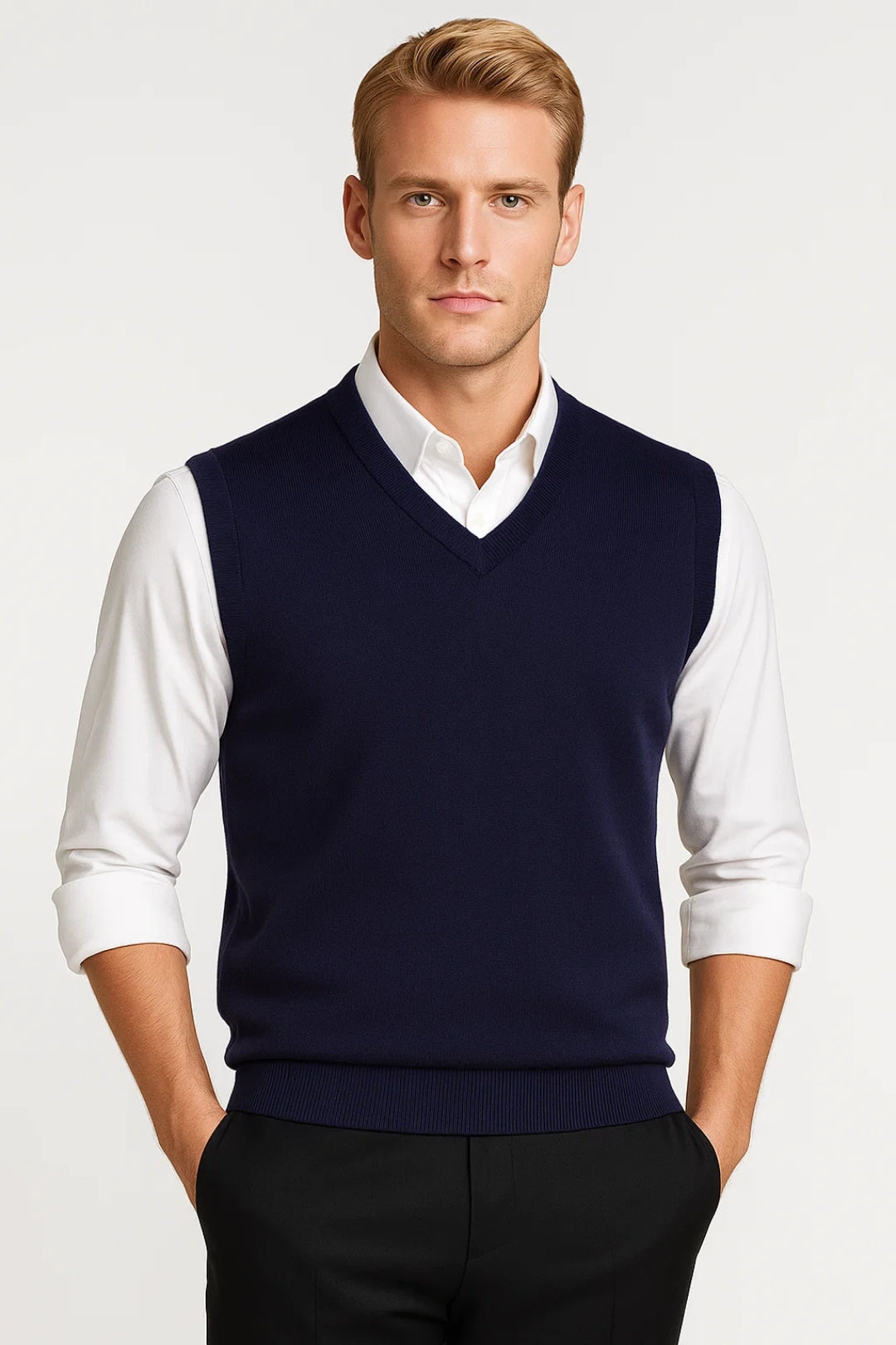 Classic V-Neck Knit Vest for Men