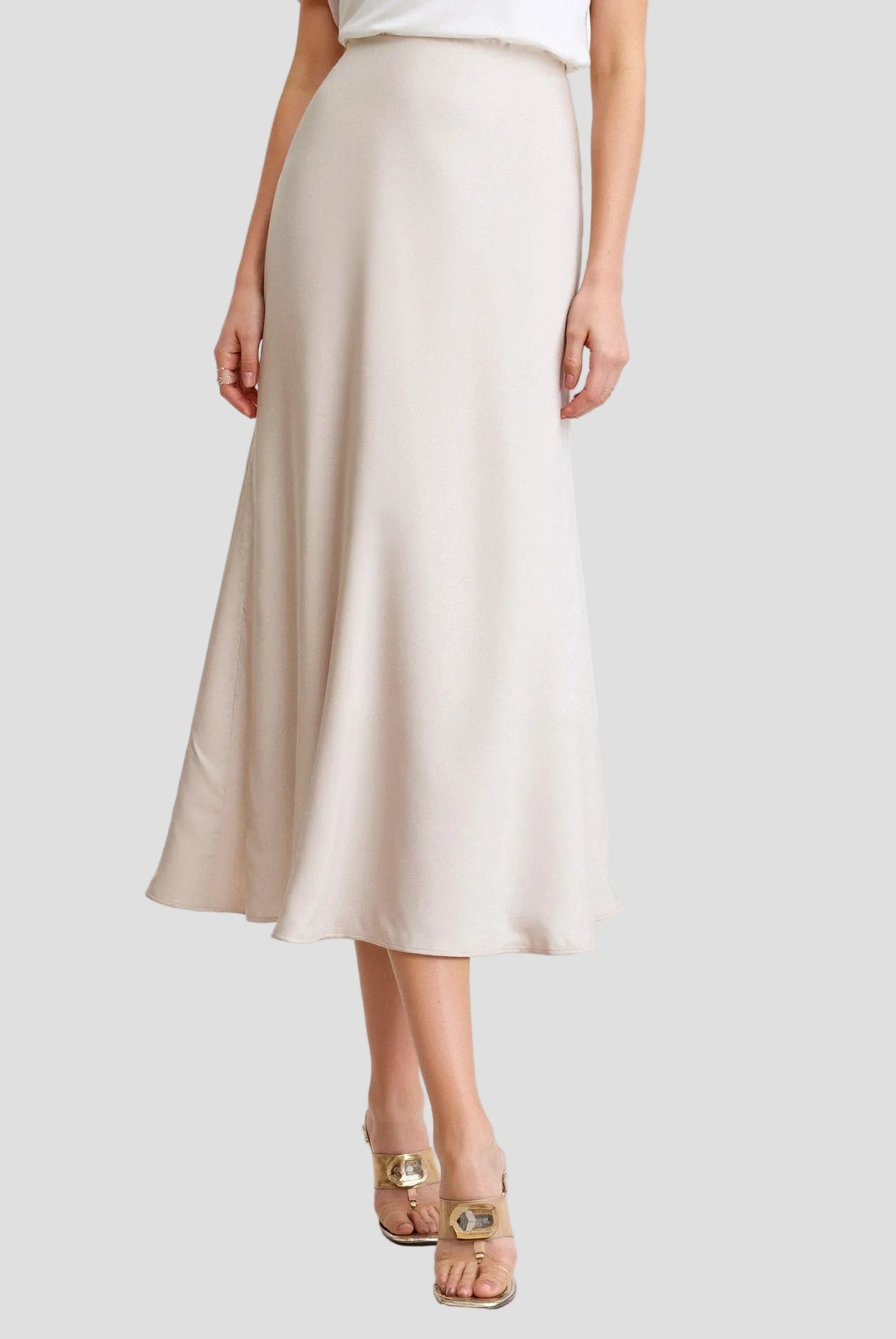 High Waist Draped Midi Skirt