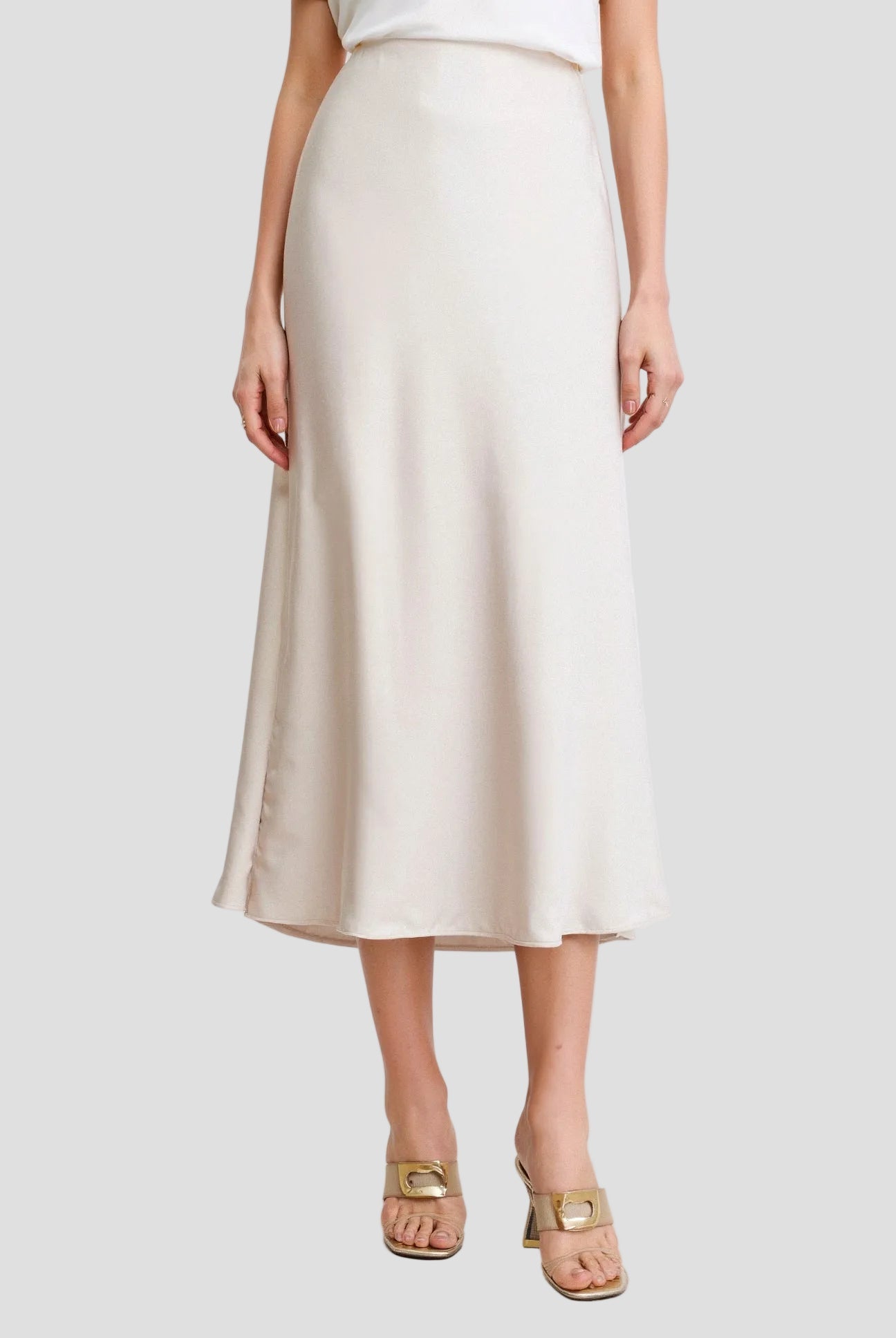 High Waist Draped Midi Skirt