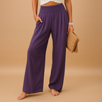 High Waist Linen Pants for Women - Comfortable, breathable elastic casual trousers perfect for warm weather and stylish everyday wear. 5