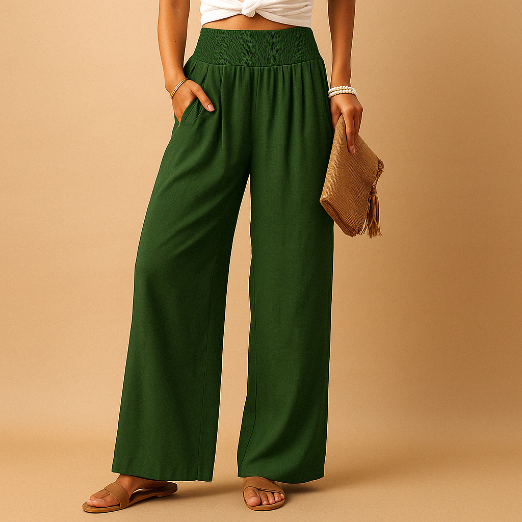 High Waist Linen Pants for Women - Comfortable, breathable elastic casual trousers perfect for warm weather and stylish everyday wear. 6