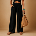 High Waist Linen Pants for Women - Comfortable, breathable elastic casual trousers perfect for warm weather and stylish everyday wear. 7