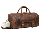Vintage leather weekender duffle bag