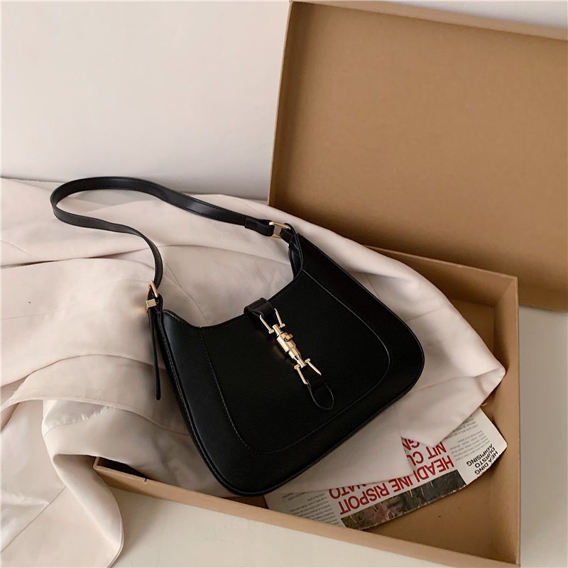 Vegan leather baguette shoulder bag