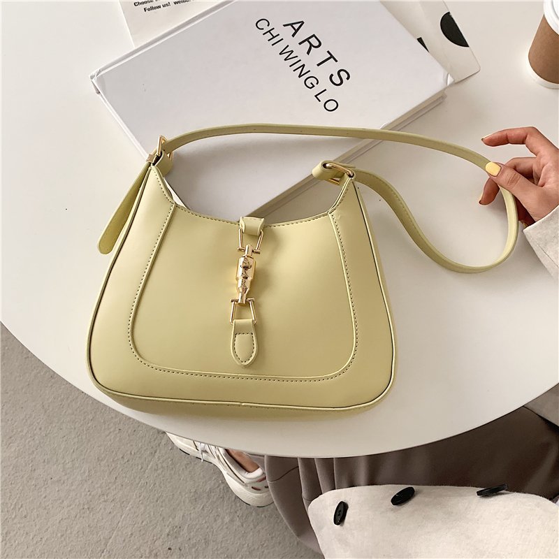 Vegan leather baguette shoulder bag