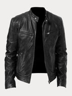 Men's classic leather jacket in black