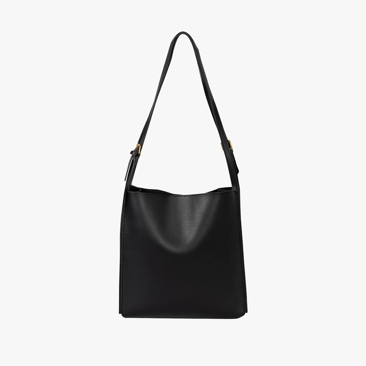 Vegan leather shoulder tote bag in black