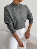 Women's warm soft knit turtleneck sweater in dark grey