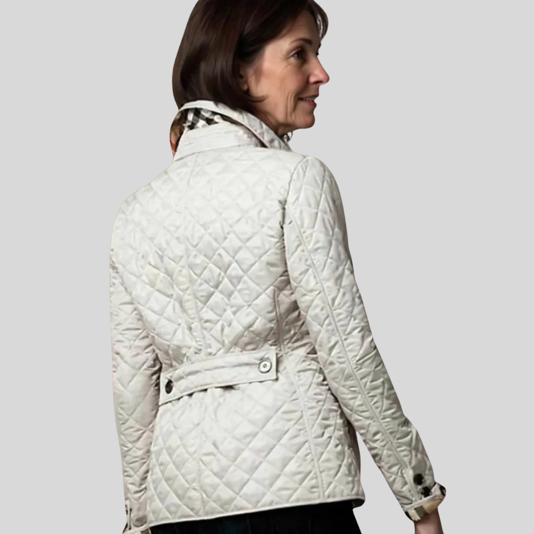 Women's lightweight quilted winter jacket with lapel collar