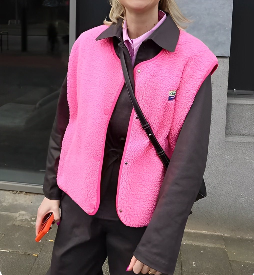 Lambswool vest with button front in slim fit, showcasing a stylish design and cozy texture, perfect for layering in cooler weather. 5