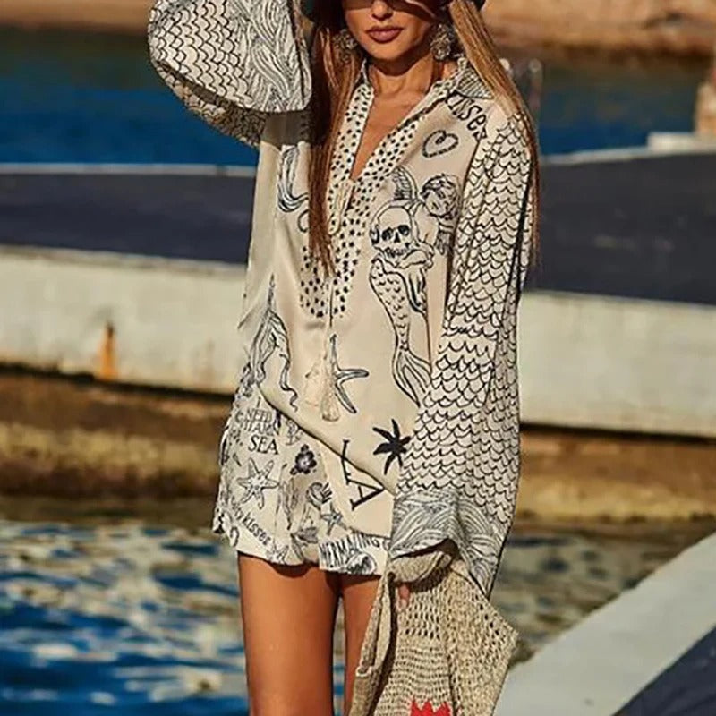 Printed Tunic Two-Piece Set Women