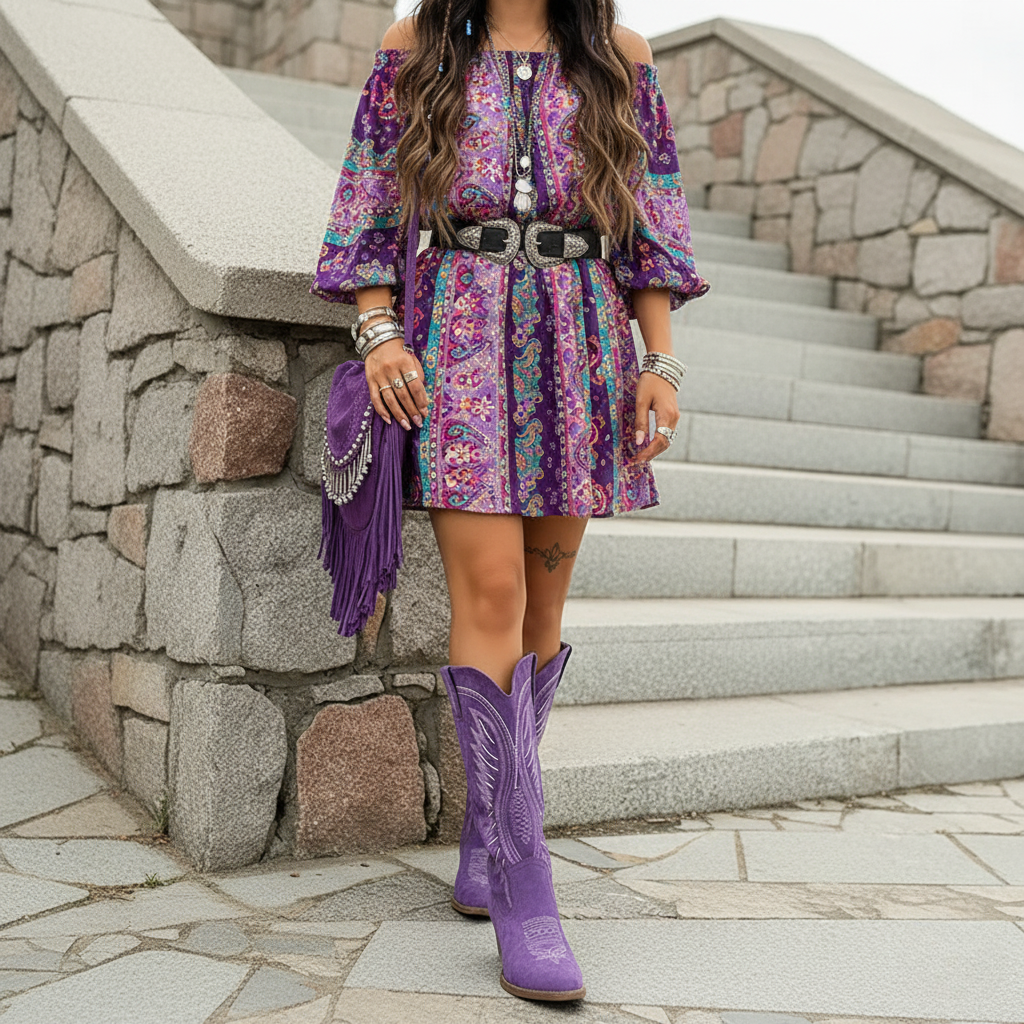 Embroidered Western Knee-High Boot Women