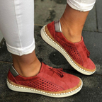 Women's orthopedic slip on shoes no laces easy on and off in red