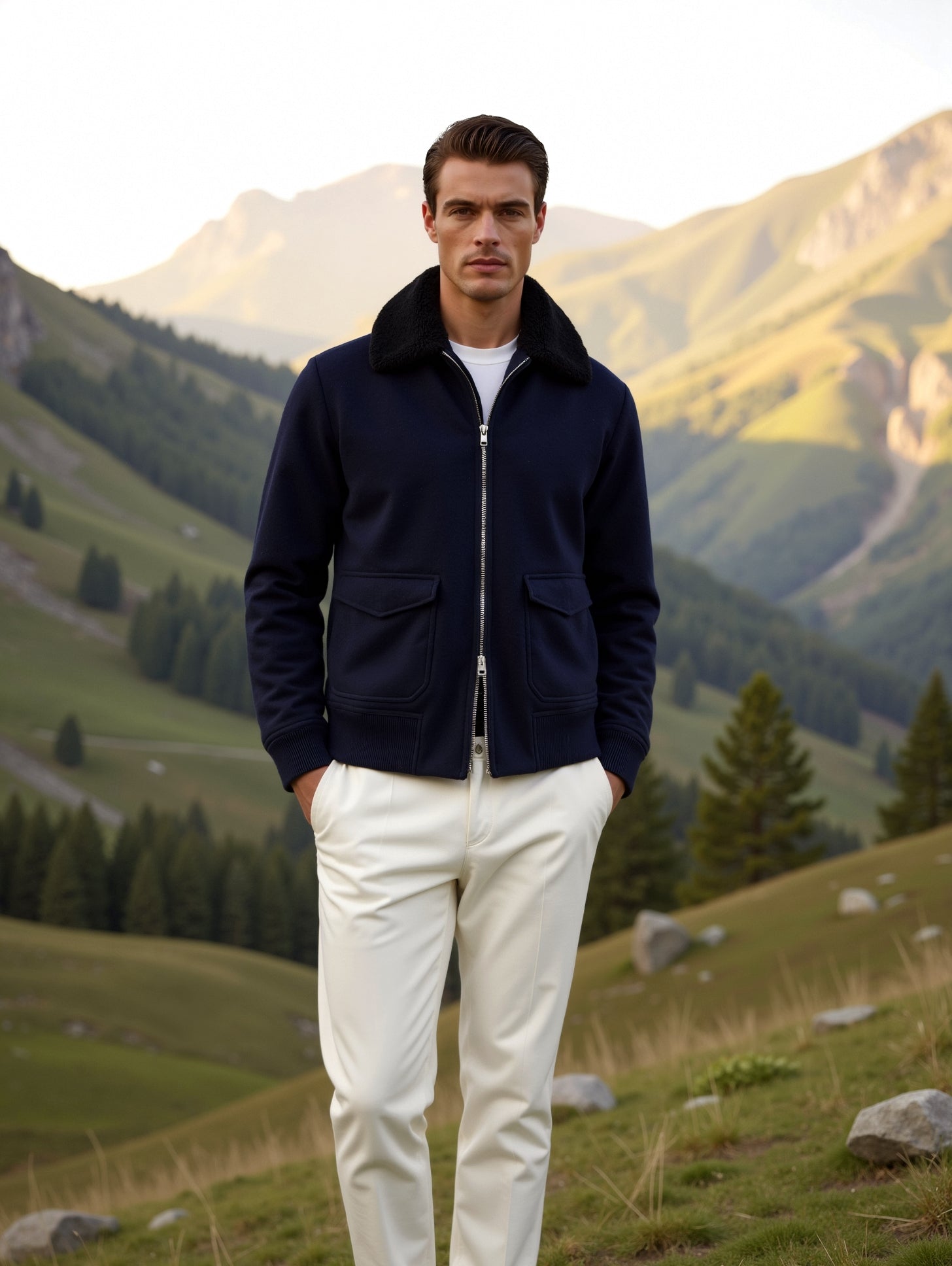 Men's Heavy Duty Jacket with Lapel Collar