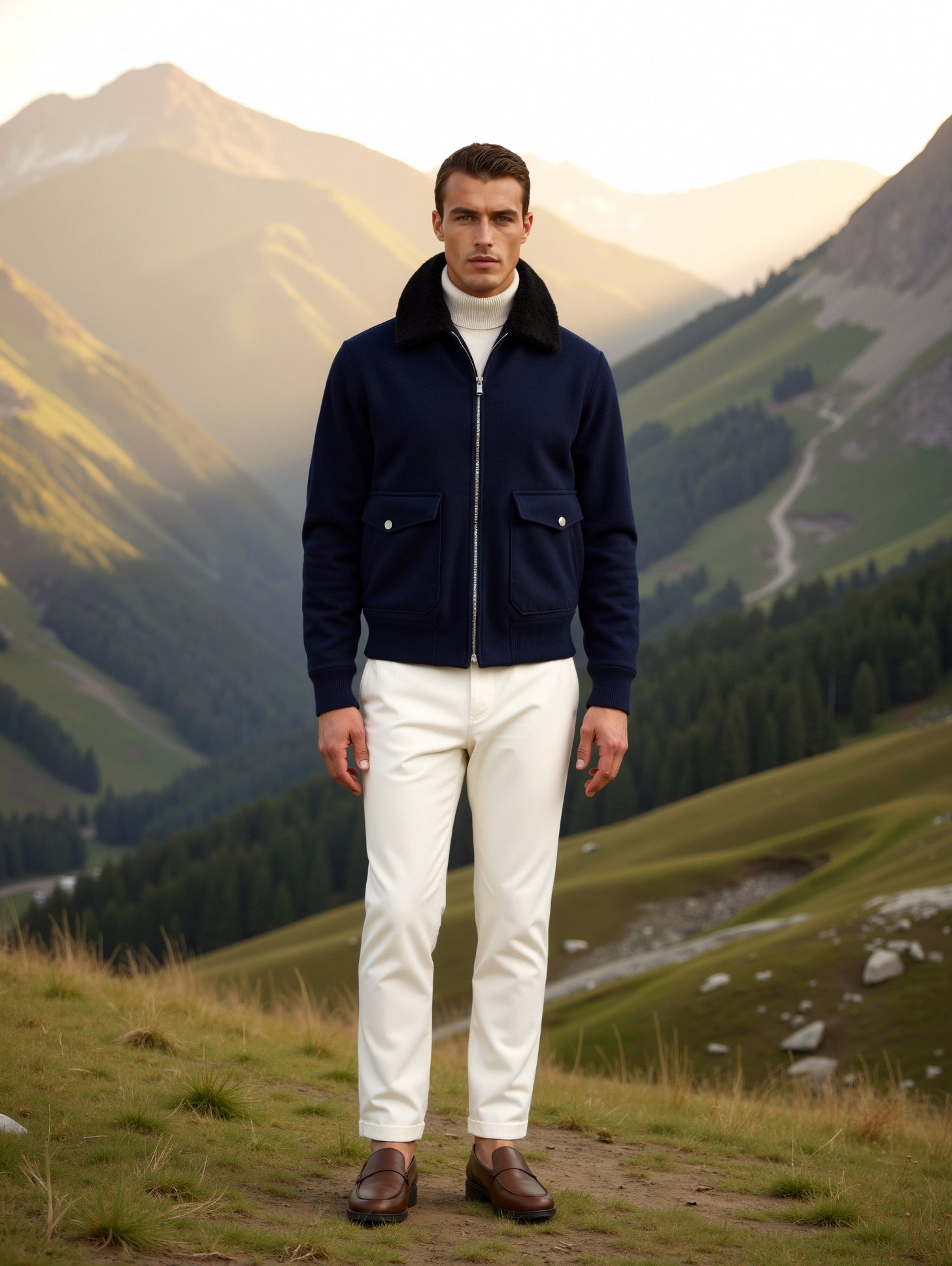 Men's Heavy Duty Jacket with Lapel Collar