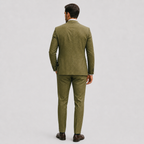Men's slim fit linen suit in light beige, perfect for weddings and casual events, featuring a tailored design and breathable fabric for comfort and style. 3