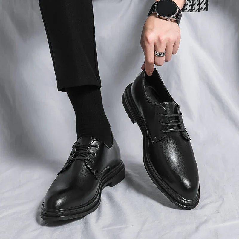 Men's Black Patent Leather Derby Shoes
