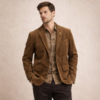 Vintage tailored blazer with elbow patches in brown