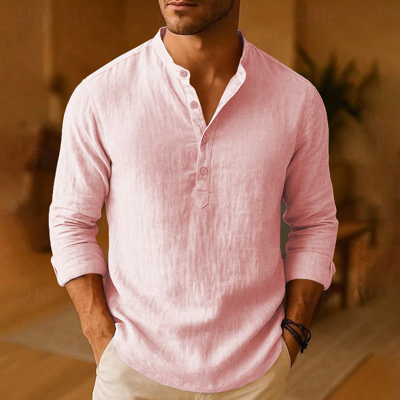 Men's Relaxed Fit Long Sleeve Shirt with Dropped Shoulder