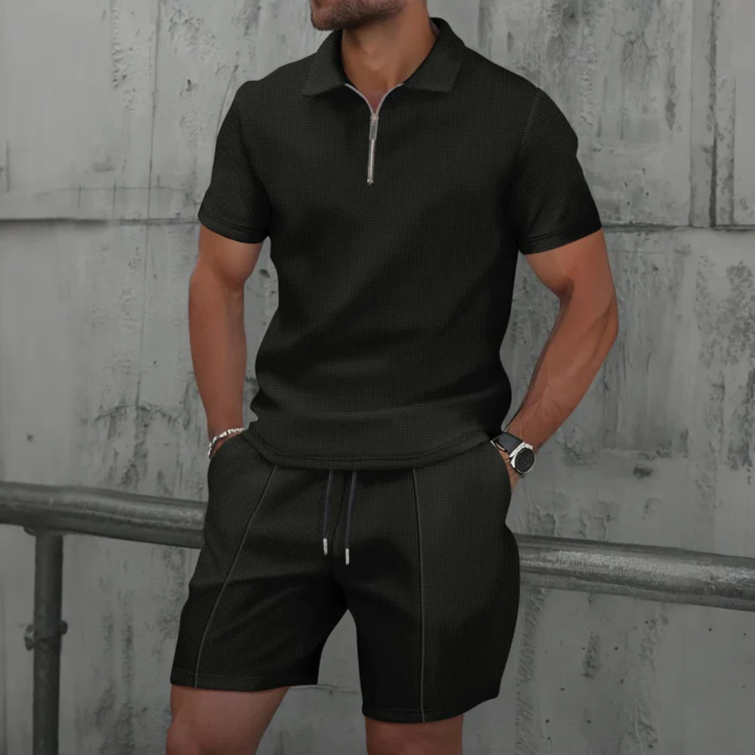 Men's Cotton Co-Ord Set Polo Shirt Shorts