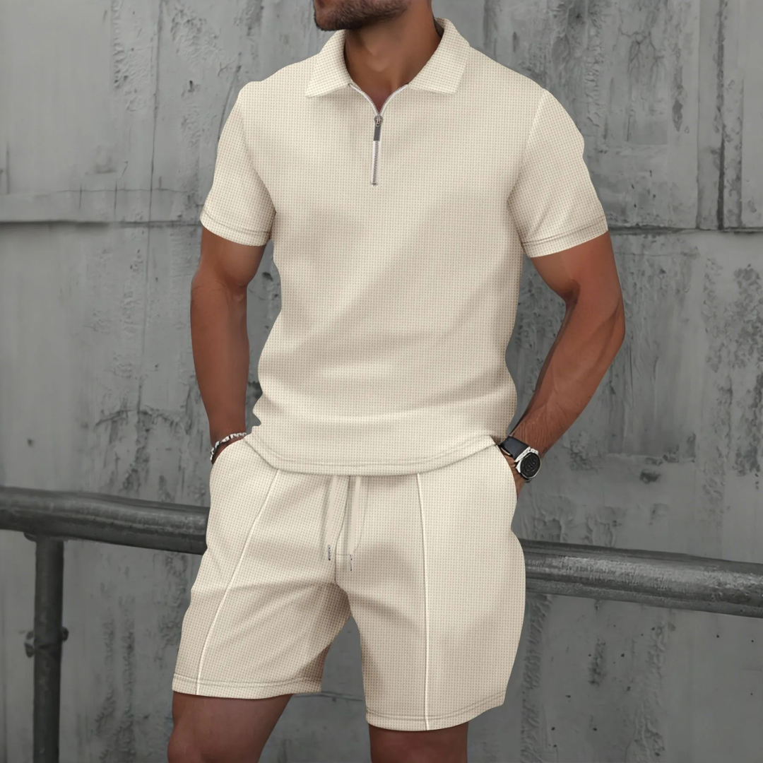 Men's Cotton Co-Ord Set Polo Shirt Shorts