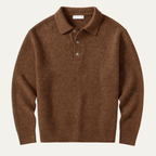Knit polo collar sweater in brown