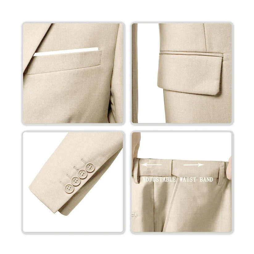 Men's Slim Fit 3 Piece Suit Set Cotton