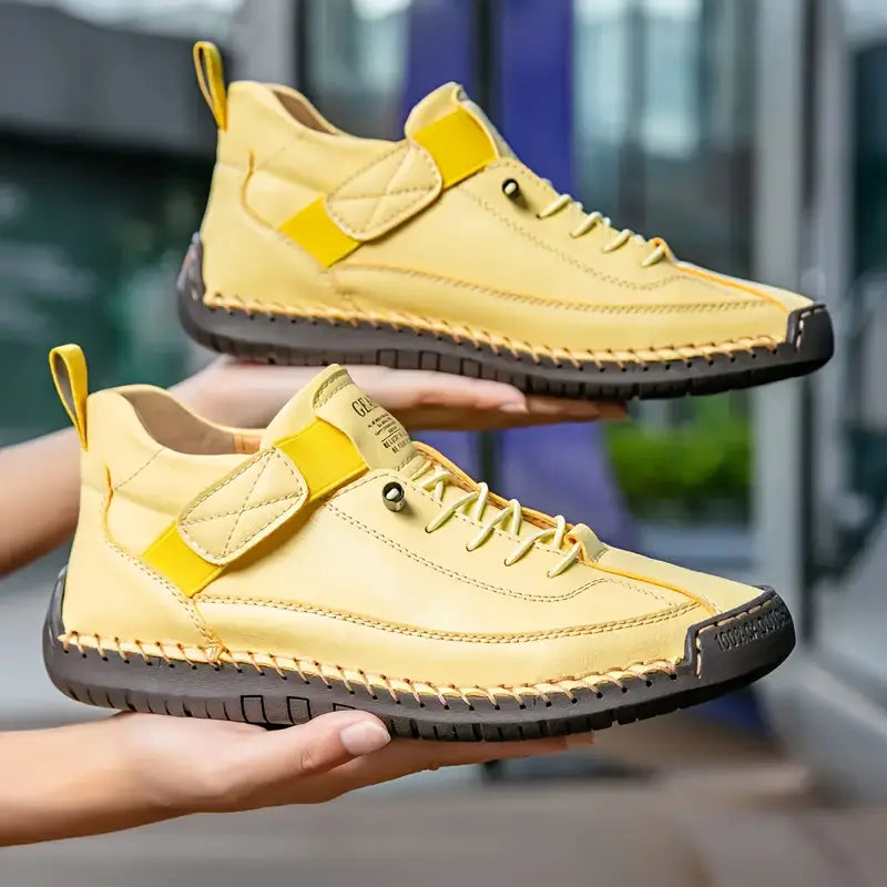 Breathable Leather Sneakers with EVA Sole