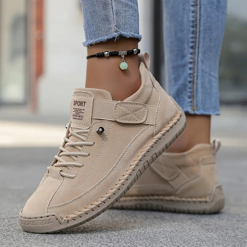 Breathable Leather Sneakers with EVA Sole