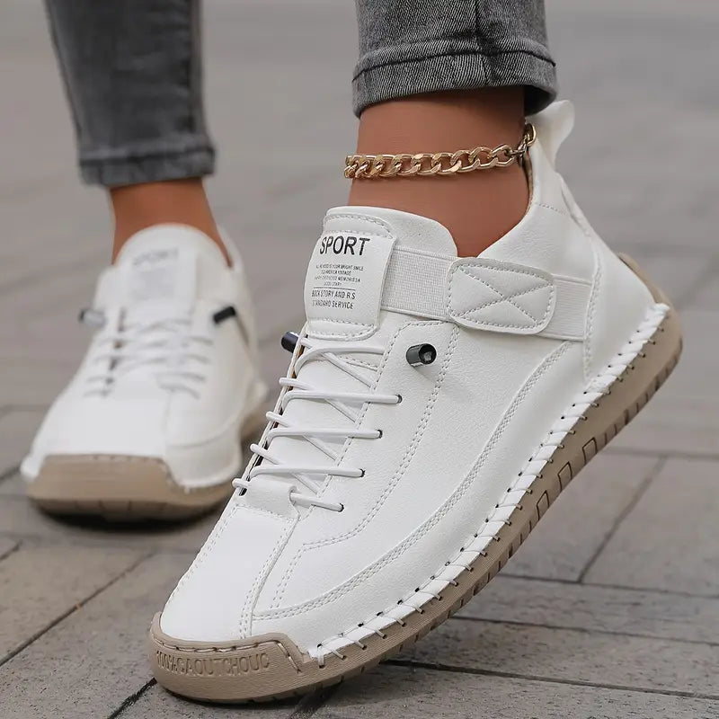 Breathable Leather Sneakers with EVA Sole