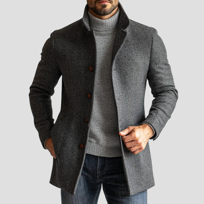 Wool Herringbone Coat Mid-Length Fit