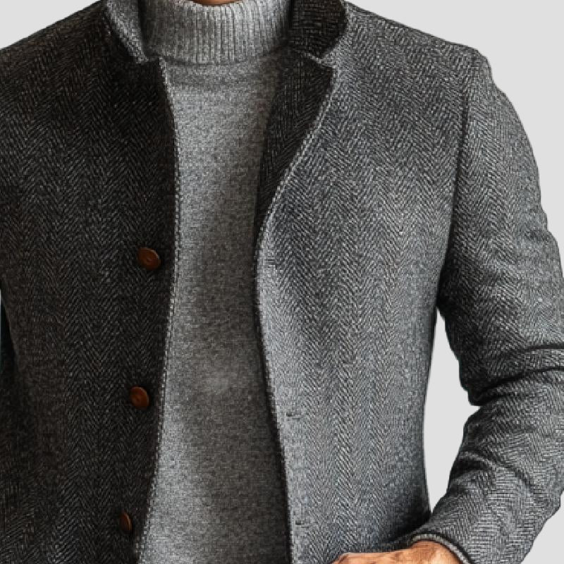 Wool Herringbone Coat Mid-Length Fit