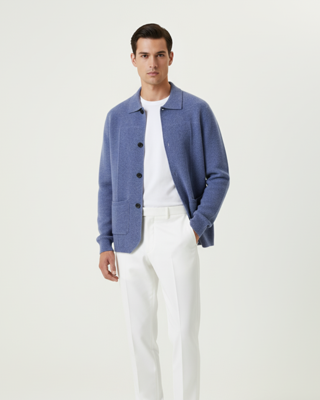 Cashmere Shirt Collar Cardigan