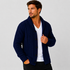 Cable knit button front cardigan sweater