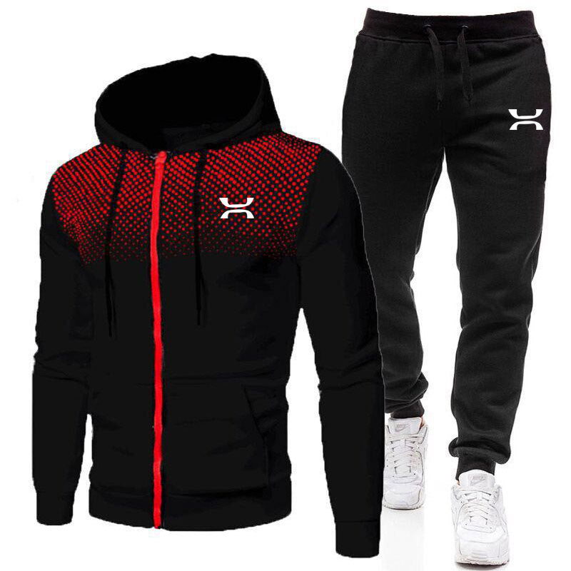 Full-Zip Hoodie Tracksuit Set for Men