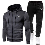 Full-Zip Hoodie Tracksuit Set for Men