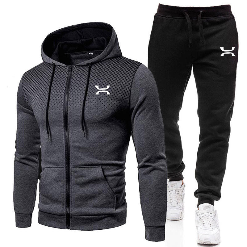 Full-Zip Hoodie Tracksuit Set for Men