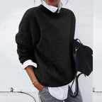 Women's loose fit cashmere knit sweater in black