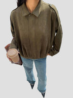 Faux Suede Bomber Jacket