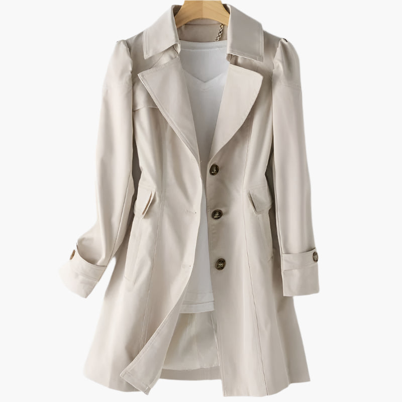 Women's chic tailored trench coat with lapel collar