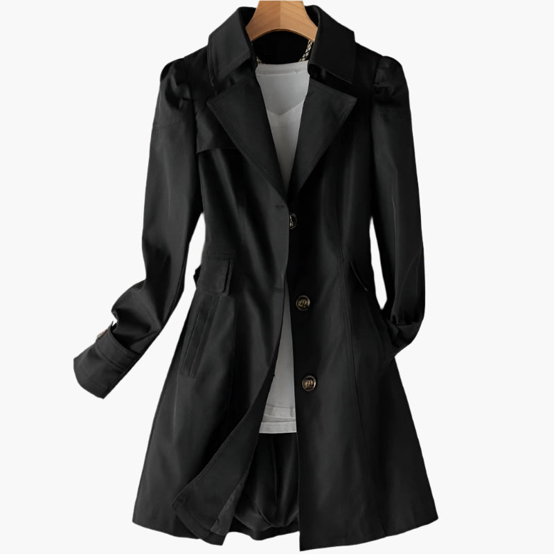 Women's chic tailored trench coat with lapel collar