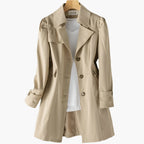 Women's chic tailored trench coat with lapel collar
