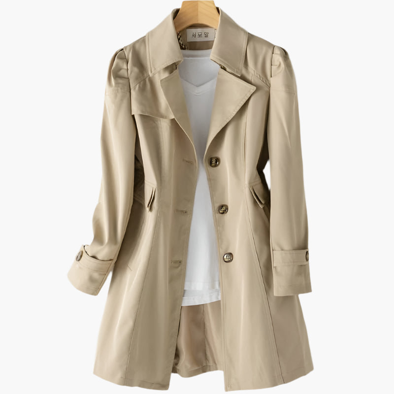 Women's chic tailored trench coat with lapel collar