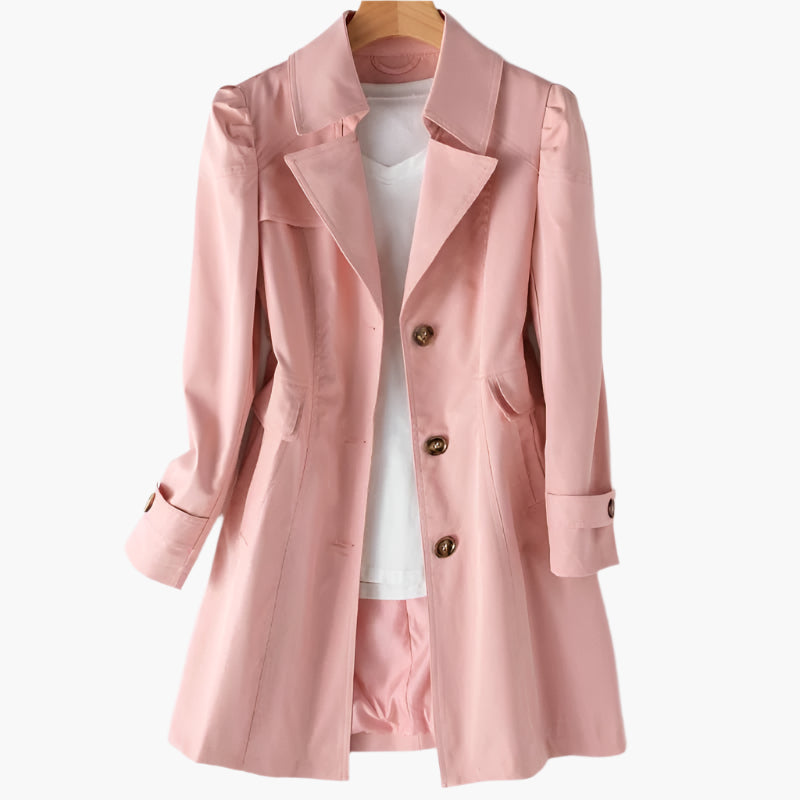 Women's chic tailored trench coat with lapel collar