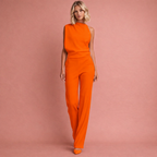 Women's Sleeveless Wide-Leg Jumpsuit Mock Neck