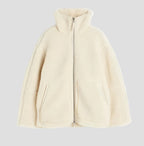Oversized Sherpa Teddy Jacket with Full Zip and High Collar